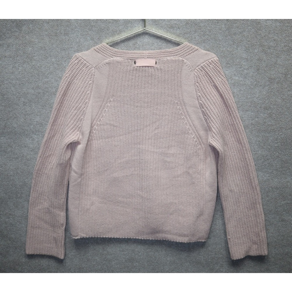 Helmut Lang Womens Cable Knit V Neck Long Sleeve Sweater Top Pink S Oversized - Picture 3 of 5